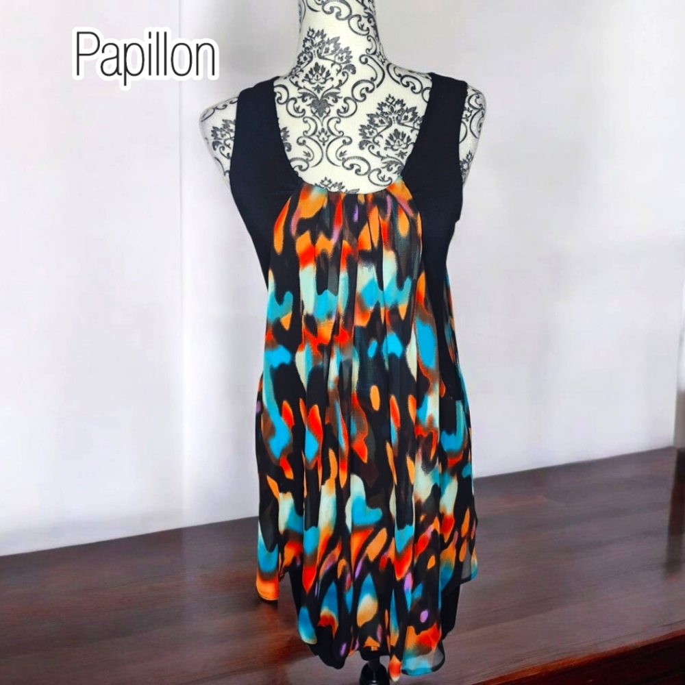 PAPILLON Jersey Bodycon With Sheer Overlay - Small
